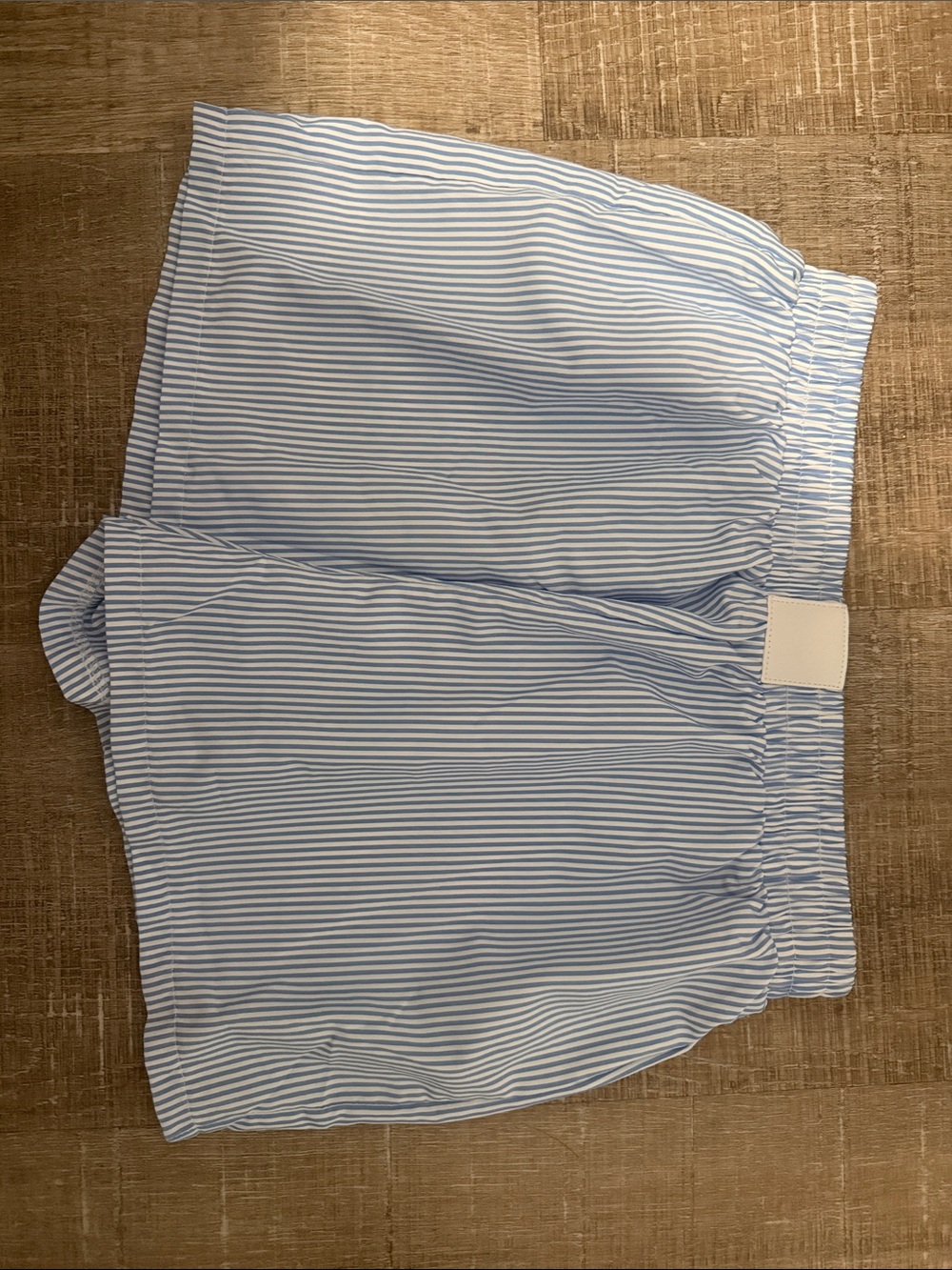 SHEIN Light Blue and White Striped Elastic Waist Shorts